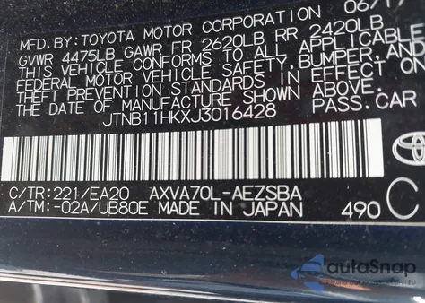 2018 Toyota Camry Se from USA, damaged, VIN JTNB11HKXJ3016428